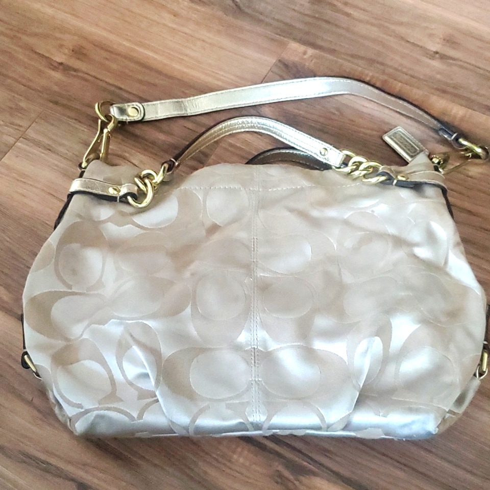 Coach Brooke Sateen Signature Shoulder Bag Gold